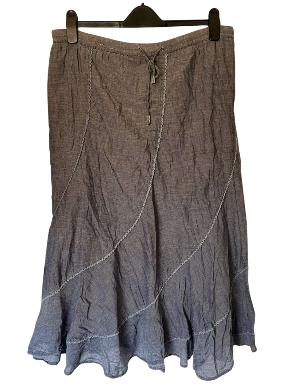Vintage Y2K Denver Hayes Grey Boho Midi Skirt Handkerchief Hem Fairy Grunge